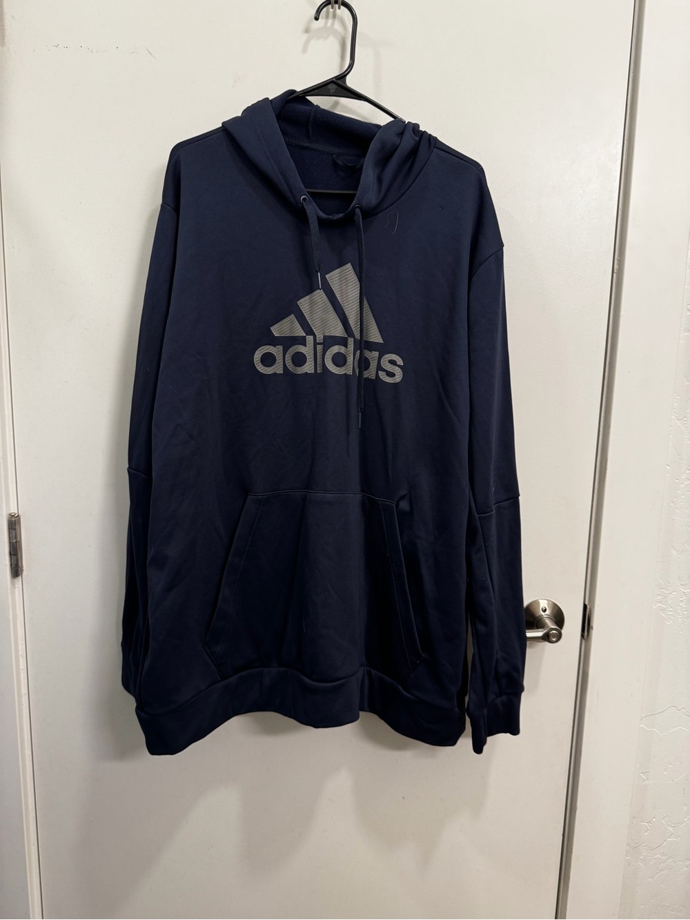 adidas Navy Pullover Hoodie with Large Logo